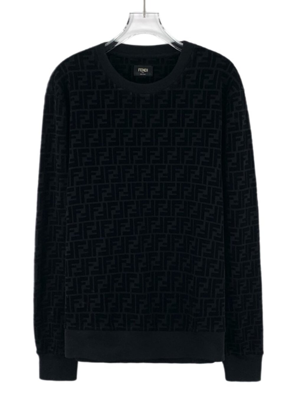 J30760 Fendi Fendi black classic double F all-over printed sweatshirt S size